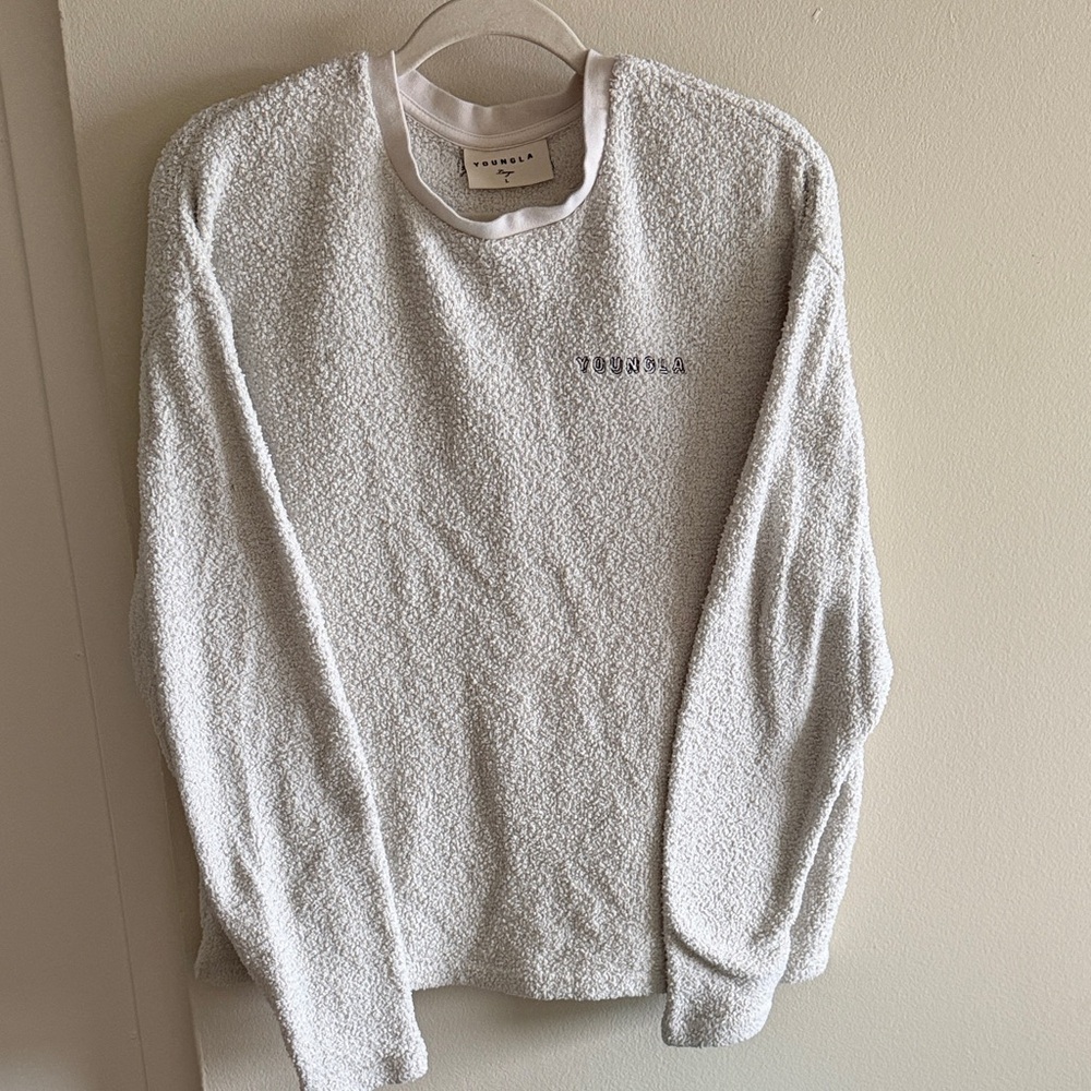 YoungLA Men's Textured Cream Crewneck Sweater